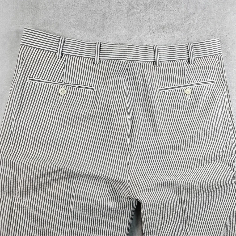 Brooks Brothers Seersucker Trousers Pants Mens 34x30 Cuffed Gray White Hickory